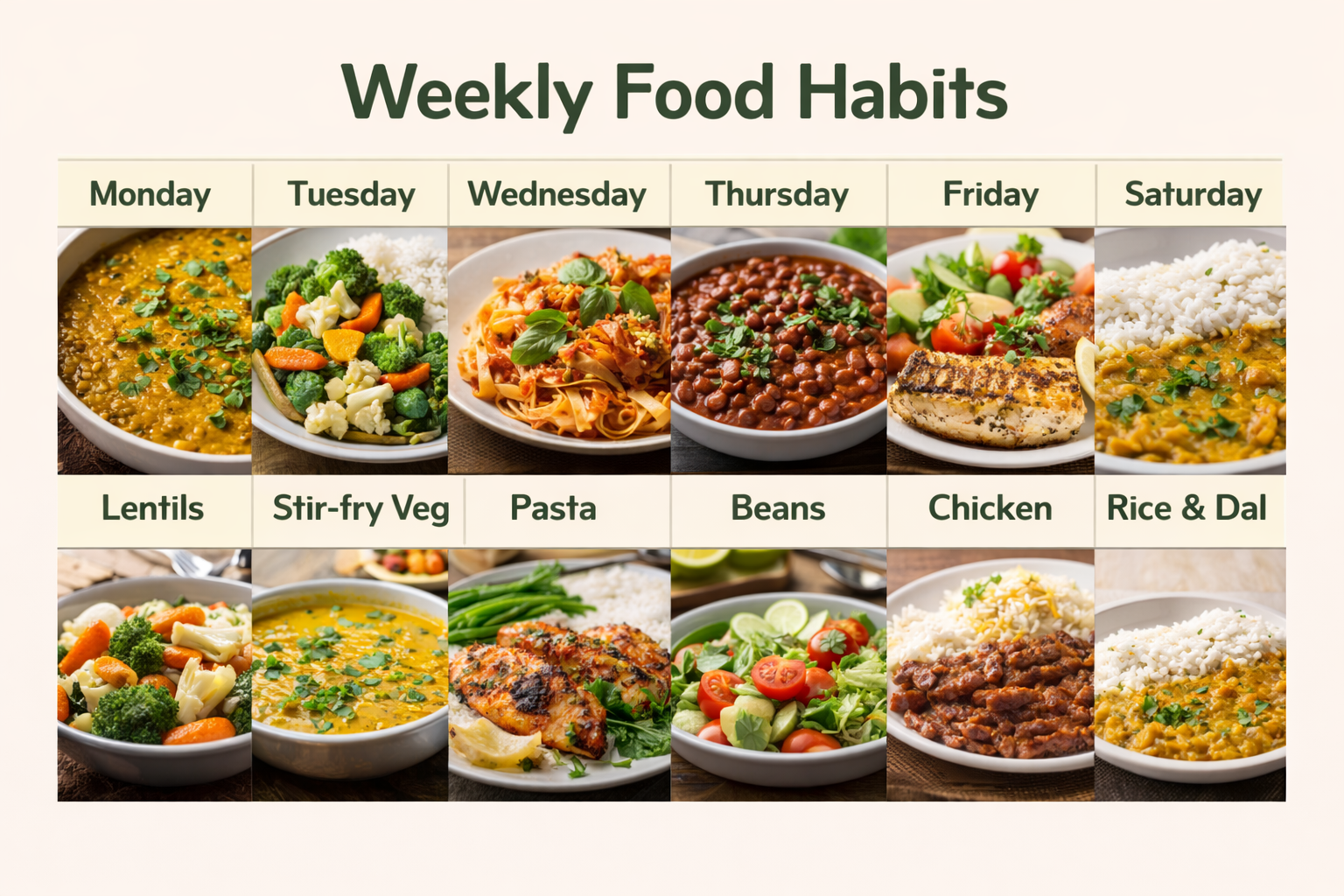 Simple weekly food habits