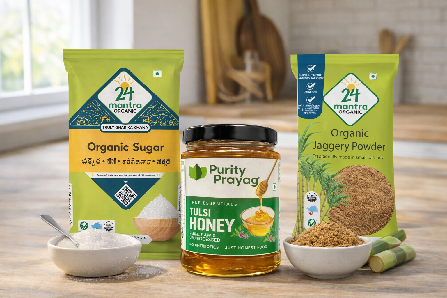 Honey, Jaggery & sugar