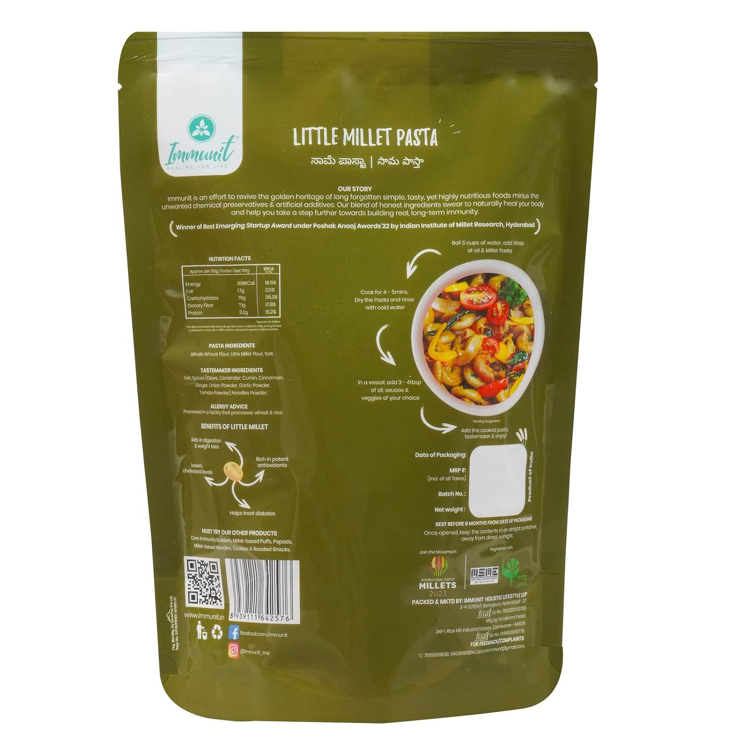 IMMUNIT IMMUNIT LITTLE MILLET PASTA