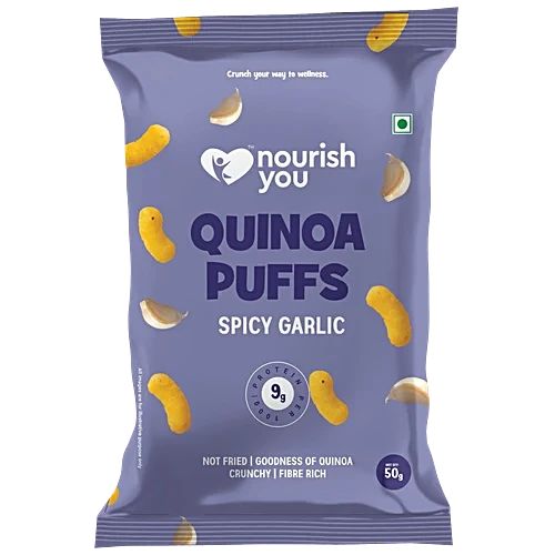 NOURISH QUINOA PUFFS SPICY GARLIC 50 GM