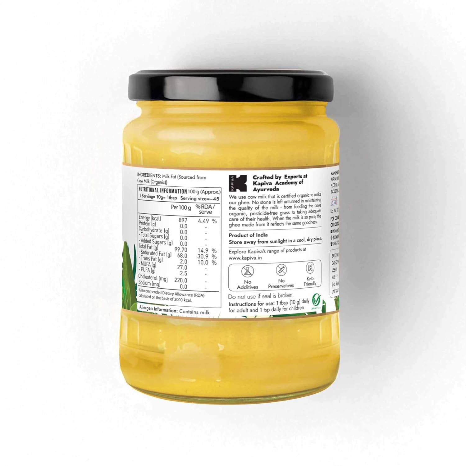 KAPIVA ORGANIC GHEE 500 ML
