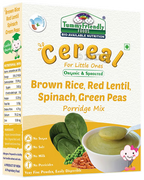 TF ORGANIC SPROUTED BROWN RICE,RED LENTIL,SPINACH,GREEN PEAS PORRIDGE MIX 200 GM