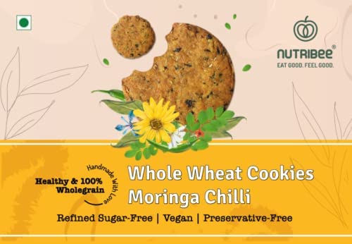 NUTRIBEE WHOLE WHEAT COOKIES - MORINGA CHILLI 180 GM