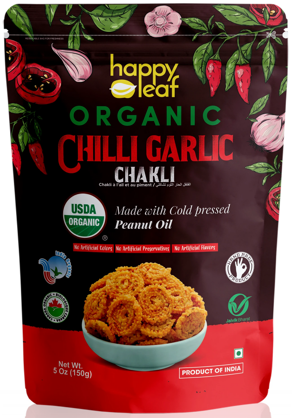 HAPPY LEAF CHILLI GARLIC CHAKLI 95 GM