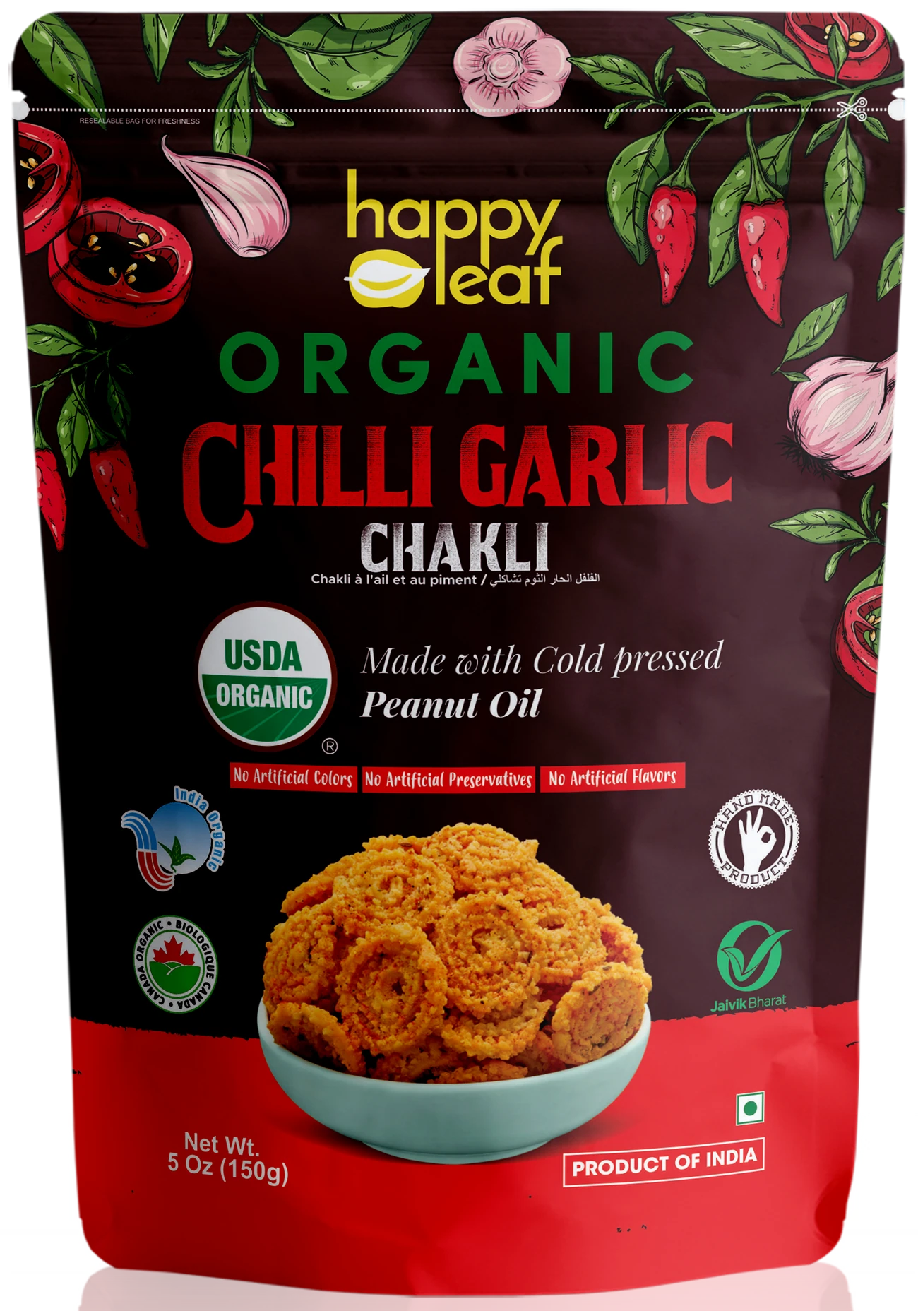 HAPPY LEAF CHILLI GARLIC CHAKLI 95 GM