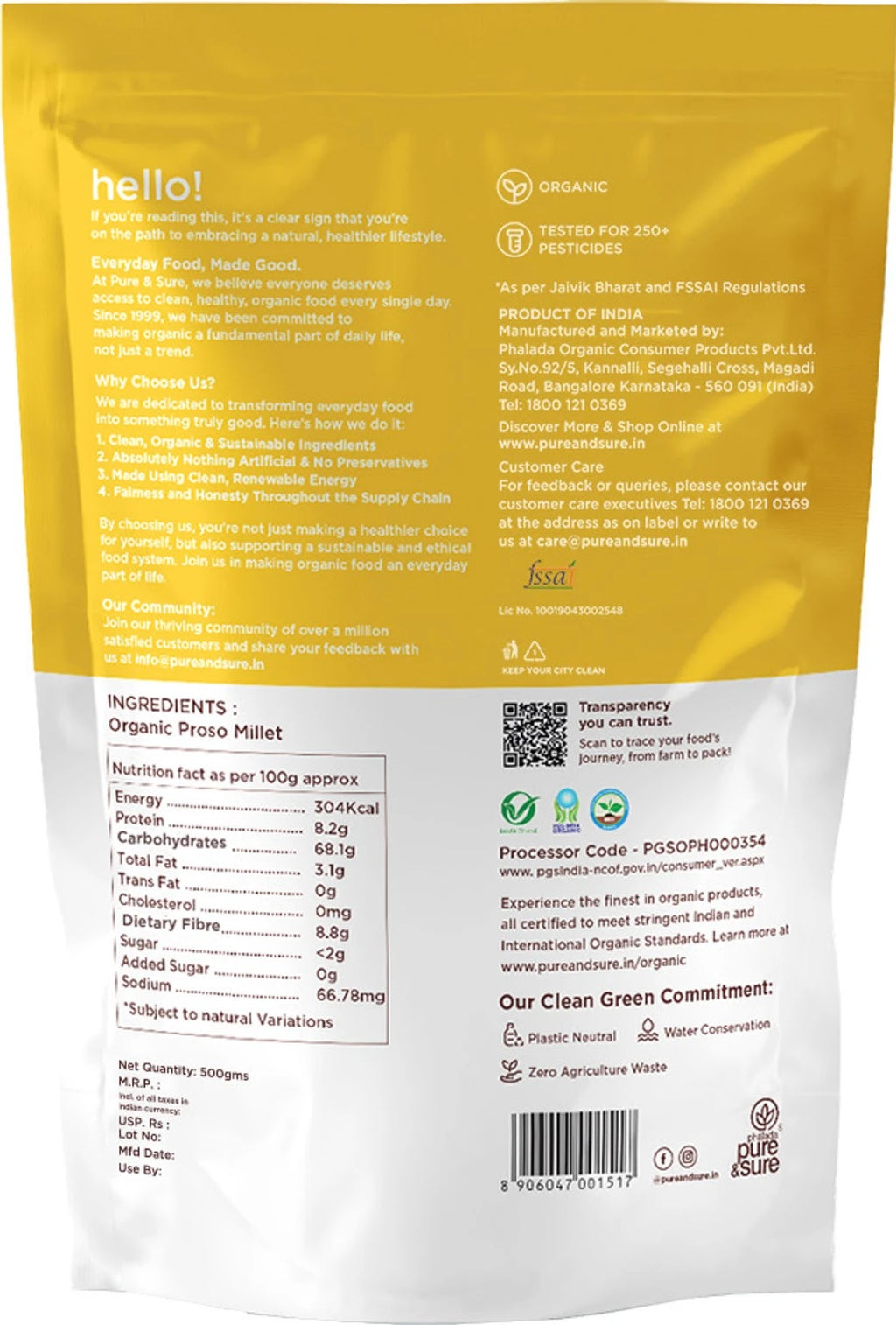 PS ORG PROSO MILLET 500 GM