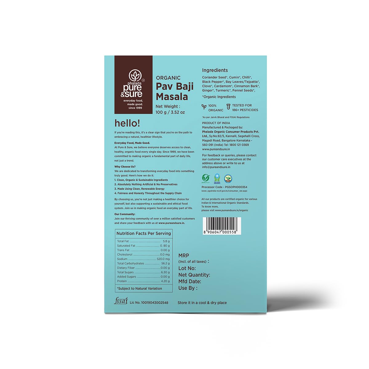 PS ORG PAV BHAJI MASALA 100 GM