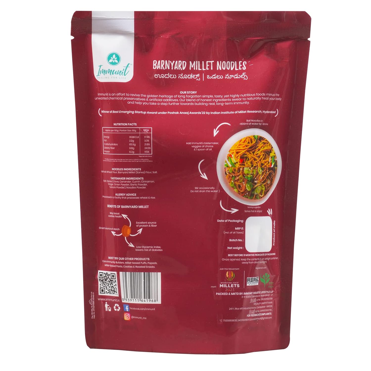IMMUNIT BARNYARD MILLET NOODLES 175 GM