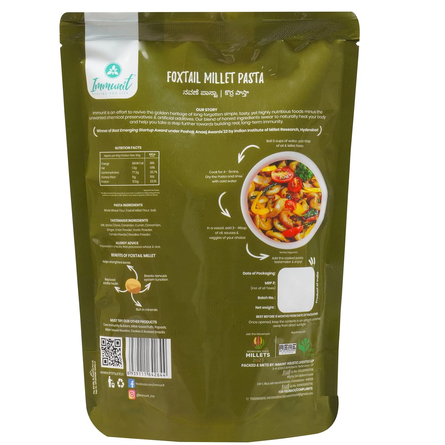 IMMUNIT FOXTILE MILLET PASTA