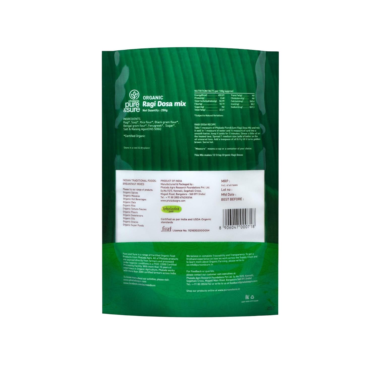 PS ORG RAGI DOSA MIX 250 GM