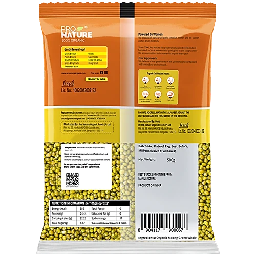 PRONATURE MOONG GREEN WHOLE 500 GM