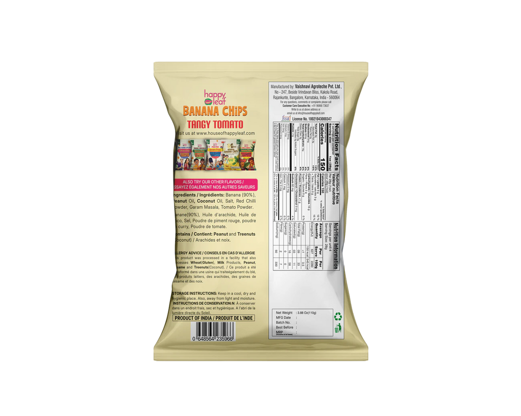 HAPPY LEAF BANANA CHIPS TANGY TOMATO 110 GM