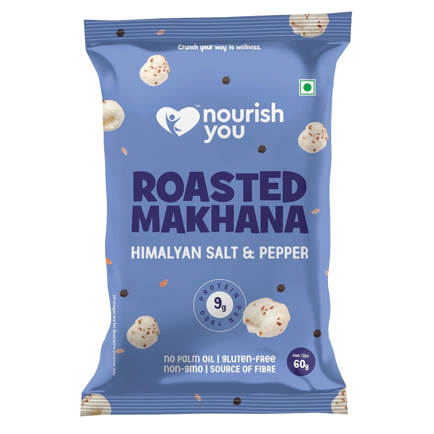 NOURISH ROASTED HIMALAYAN SALT AND PEPER MAKHANA 60 GM