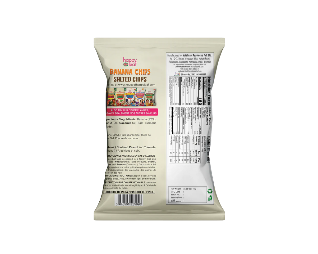 HAPPY LEAF BANANA CHIPS OG SALTED 110 GM