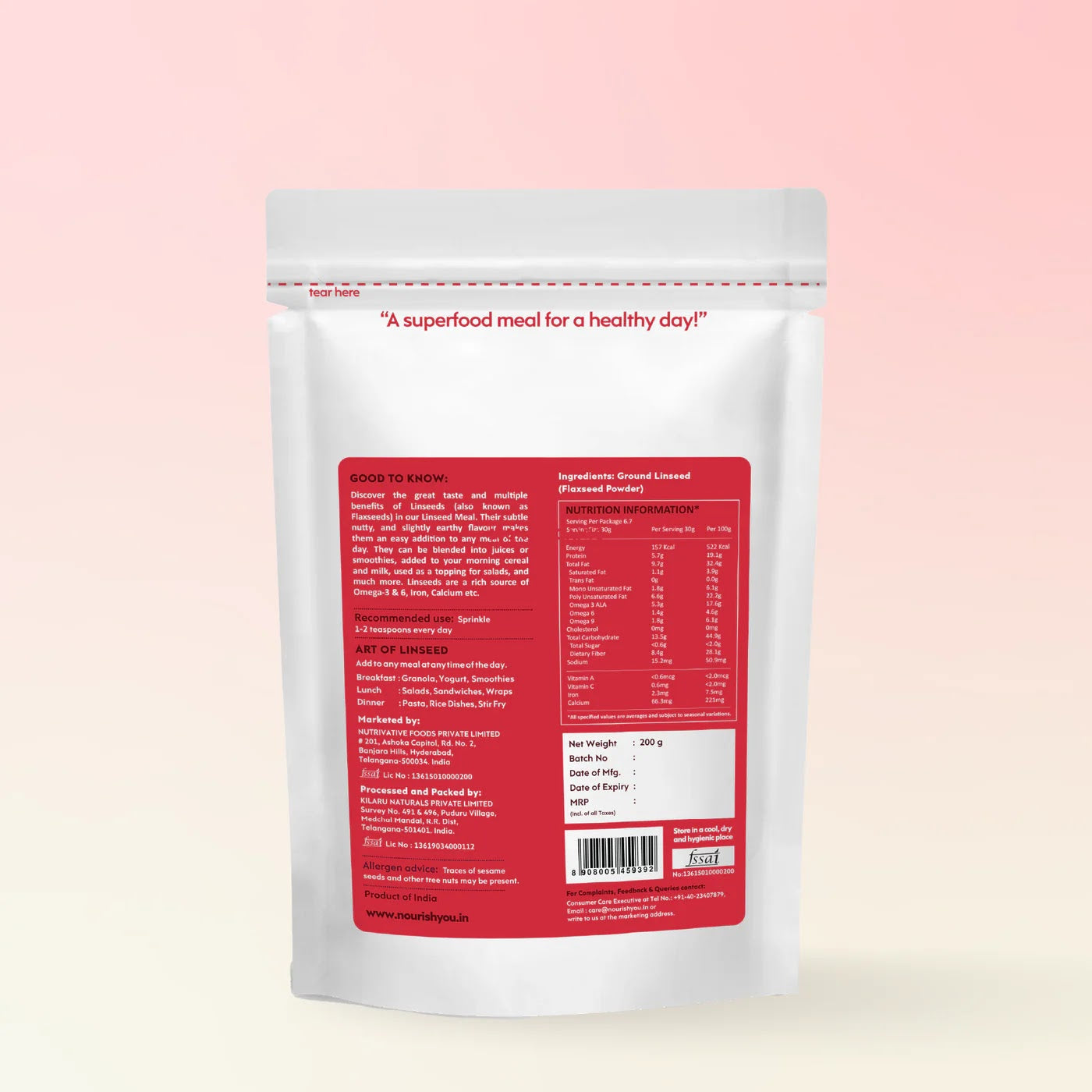 NOURISH LINSEED MEAL 200 GM
