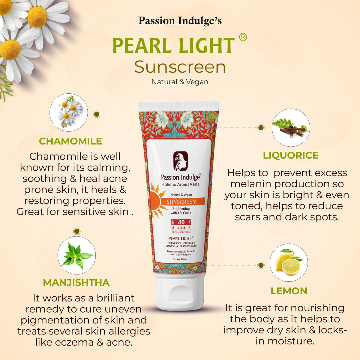 PI- SUNSCREEN PEARL LIGHT 100 GM