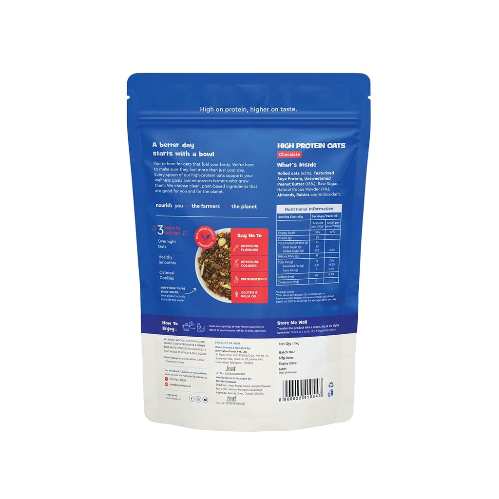 NOURISH CHOCOLATE HIGH PROTEIN OATS 1 KG