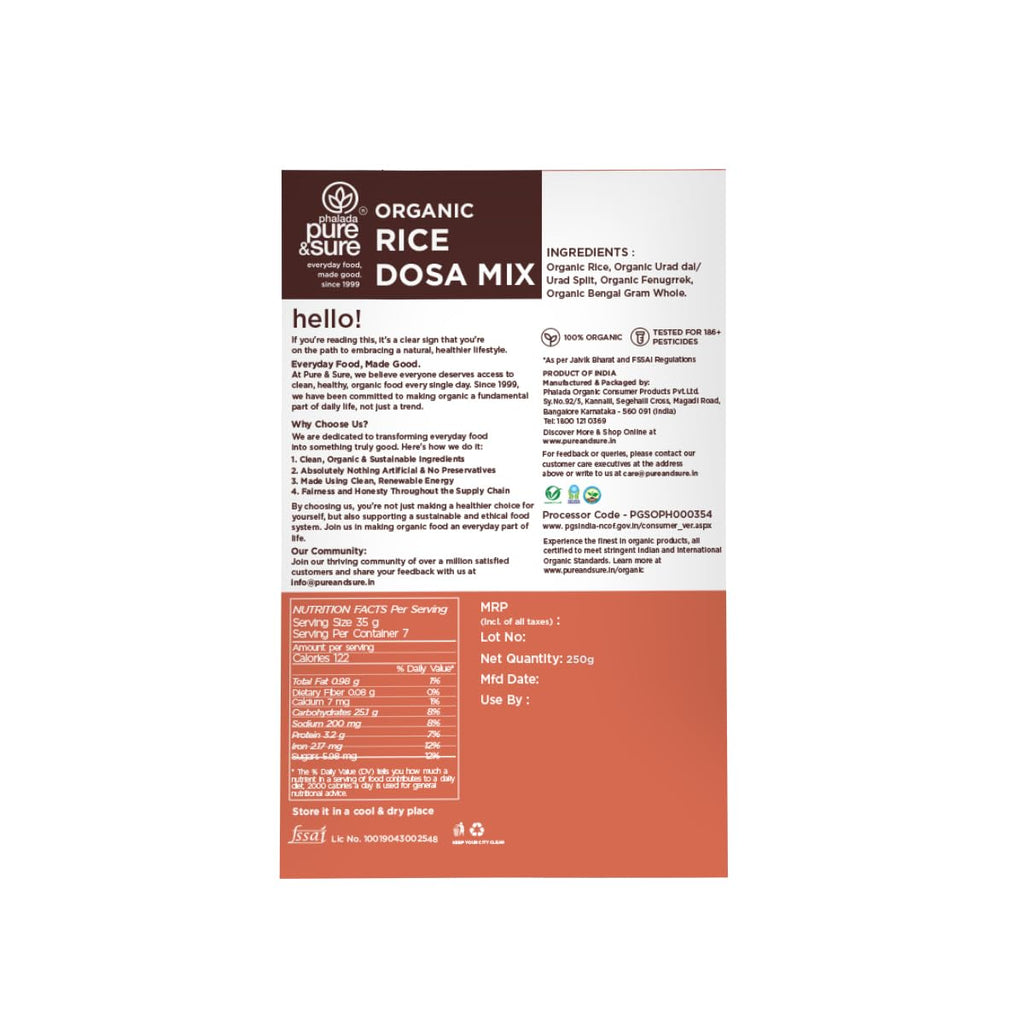 PS ORG RICE DOSA MIX 250 GM