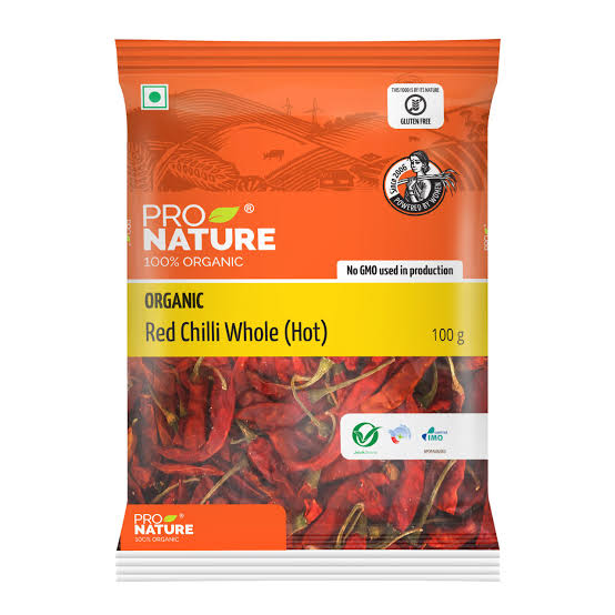 PRONATURE RED CHILLI WHOLE (HOT) 100 GM