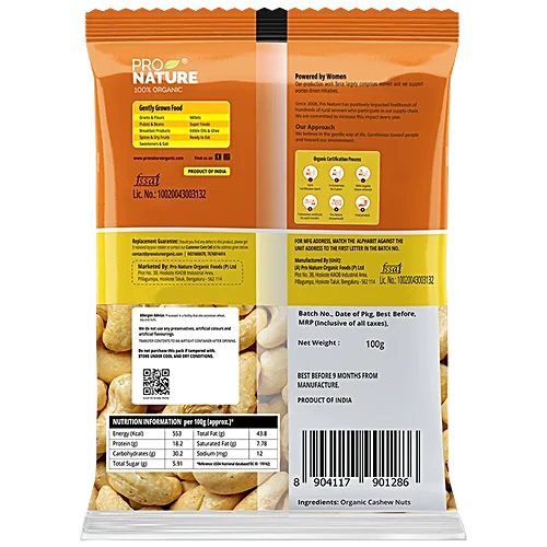 PRONATURE CASHEW NUTS 100 GM