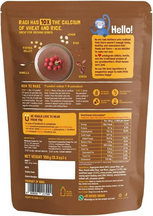SLURRP FARM MILLET PANCAKE MIX CHOCOLATE 150 GM