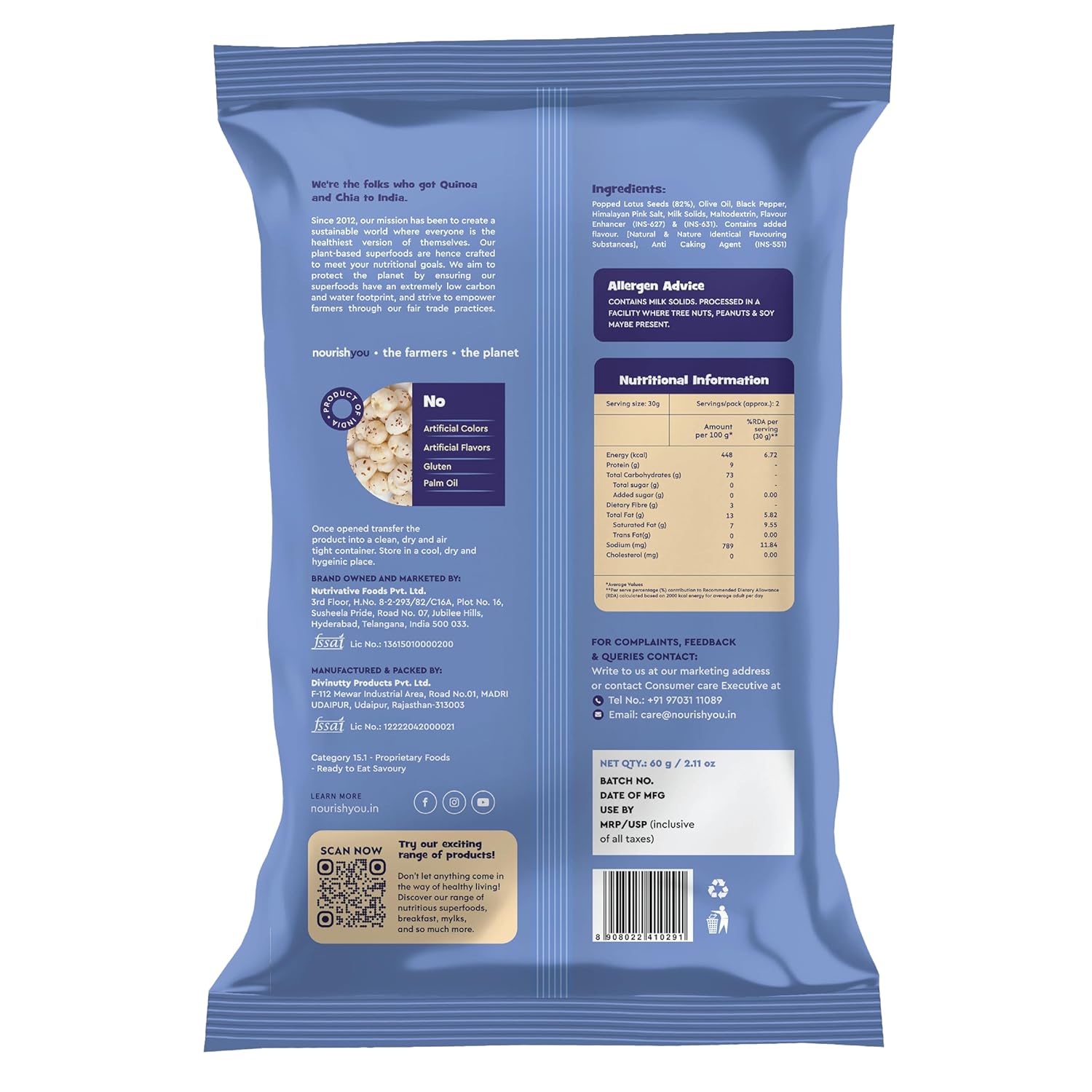 NOURISH ROASTED HIMALAYAN SALT AND PEPER MAKHANA 60 GM