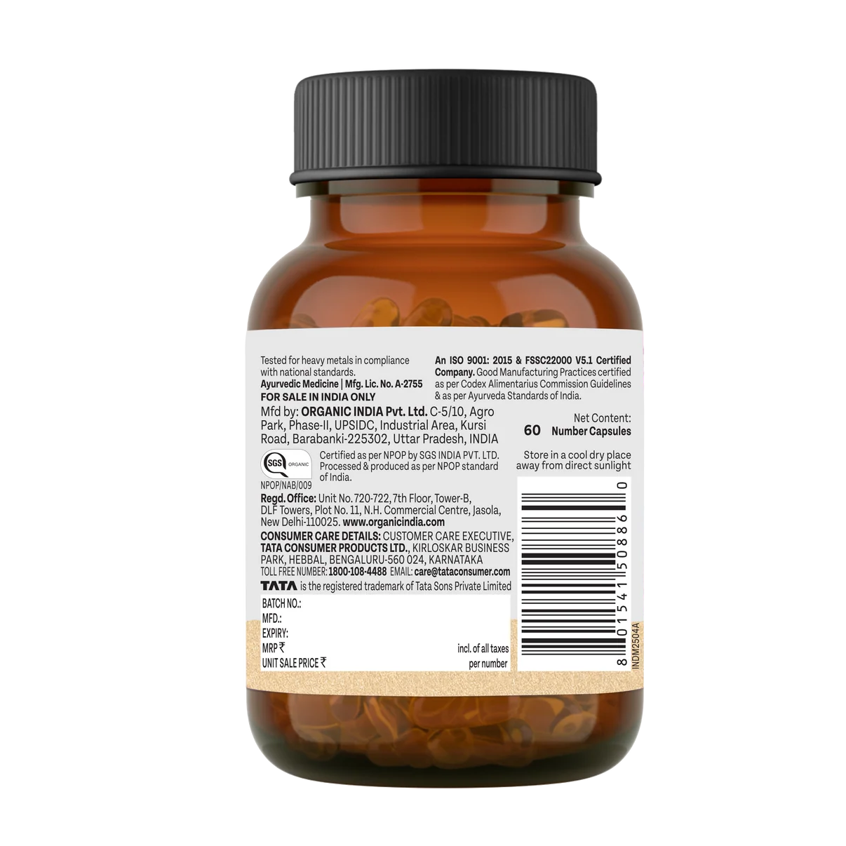 ORGANIC INDIA SUGAR BALANCE 60S CAPSULES