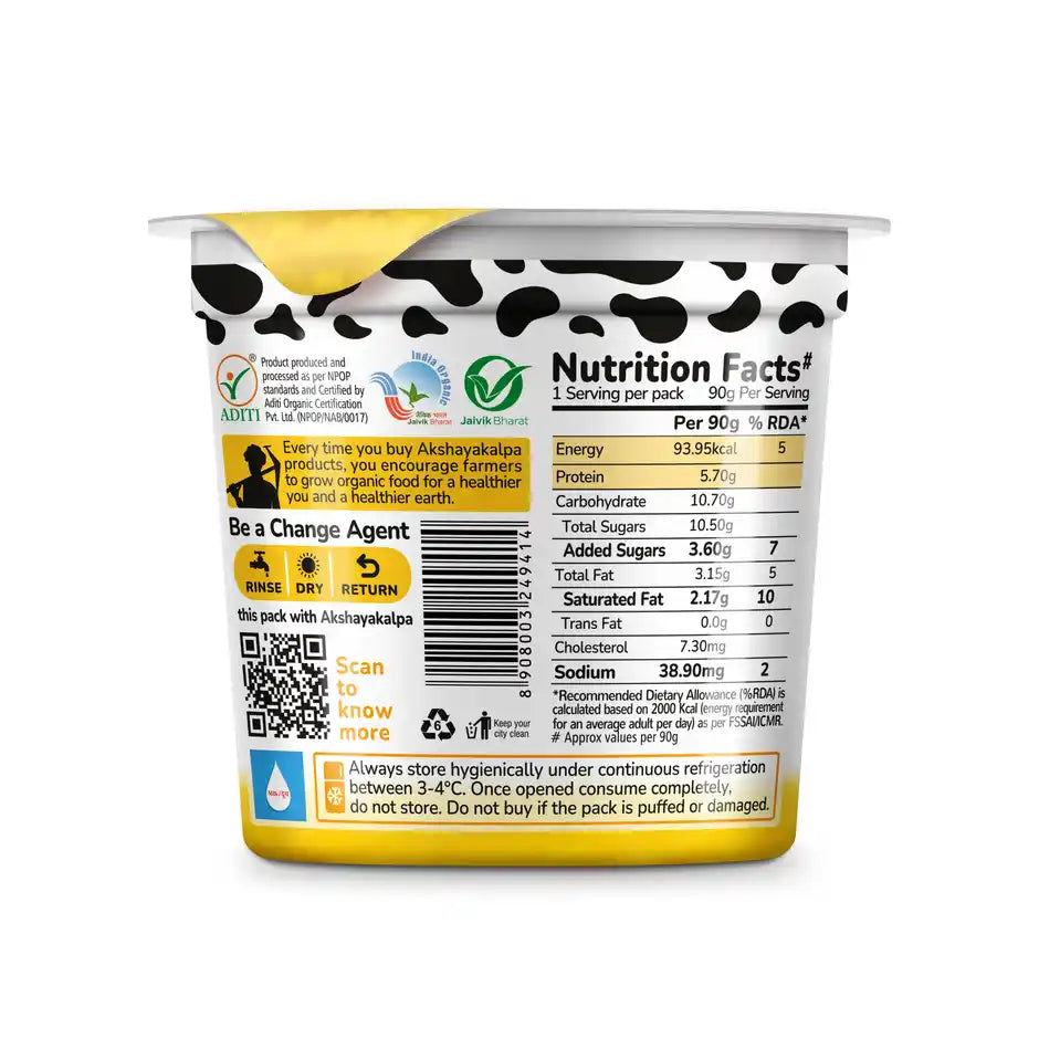 AKSHAYAKALPA ORGANIC GREEK YOGURT - MANGO