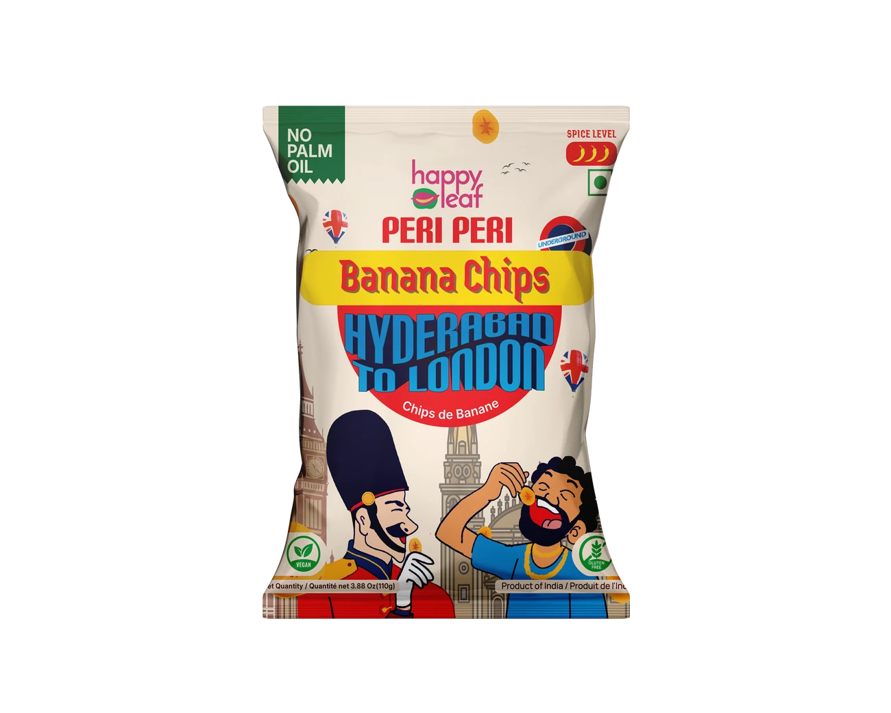 HAPPY LEAF BANANA CHIPS PERI PERI 110 GM