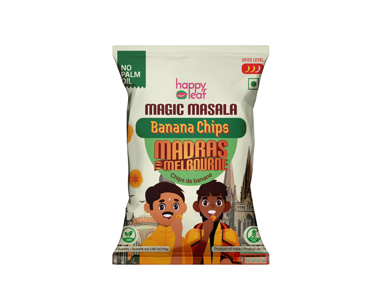 HAPPY LEAF BANANA CHIPS MAGIC MASALA 110 GM