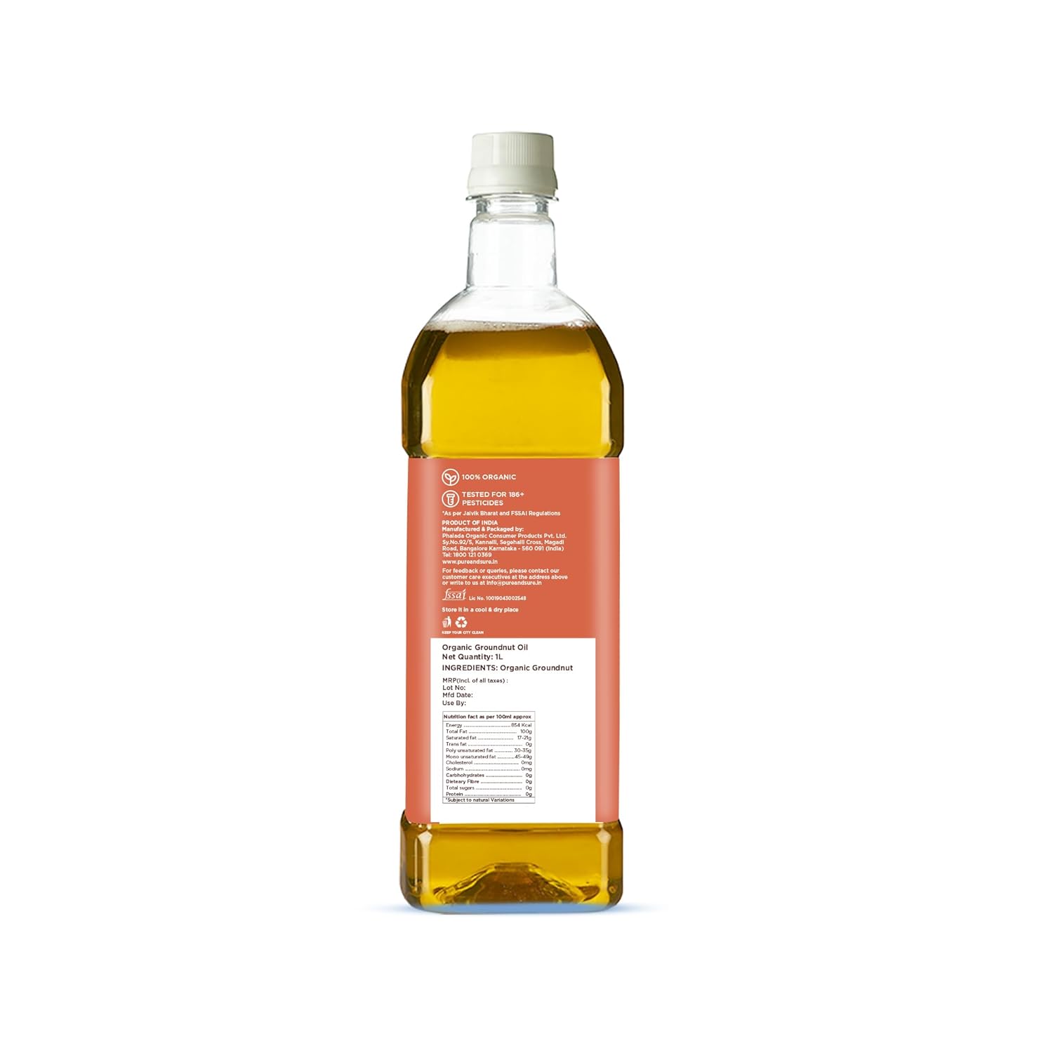 PURE &SURE ORGANIC GROUNDNUT OIL 1LTR