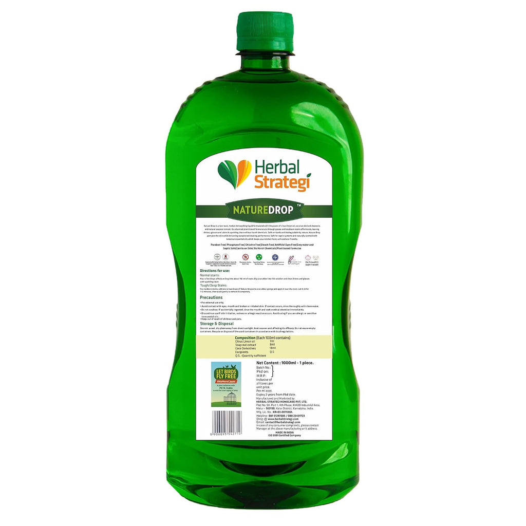 HERBAL STRATEGY DISHWASH LIQUID NATURE DROP 1 LTR