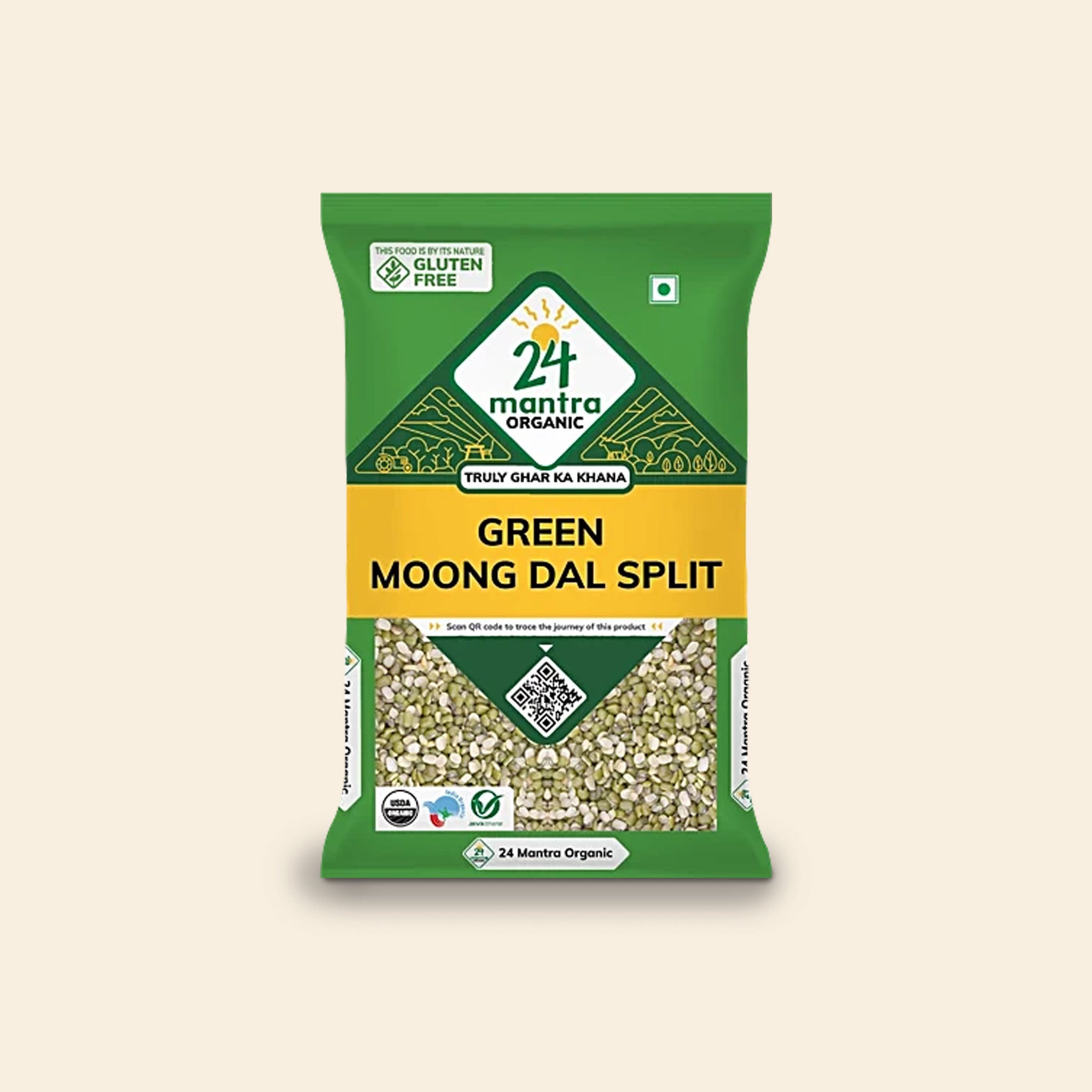 24 Mantra Organic Green Moong Dal Split 500 G