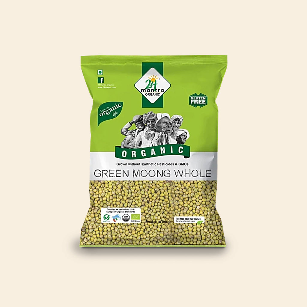 24 Mantra Organic Green Moong Dal Whole 1 Kg