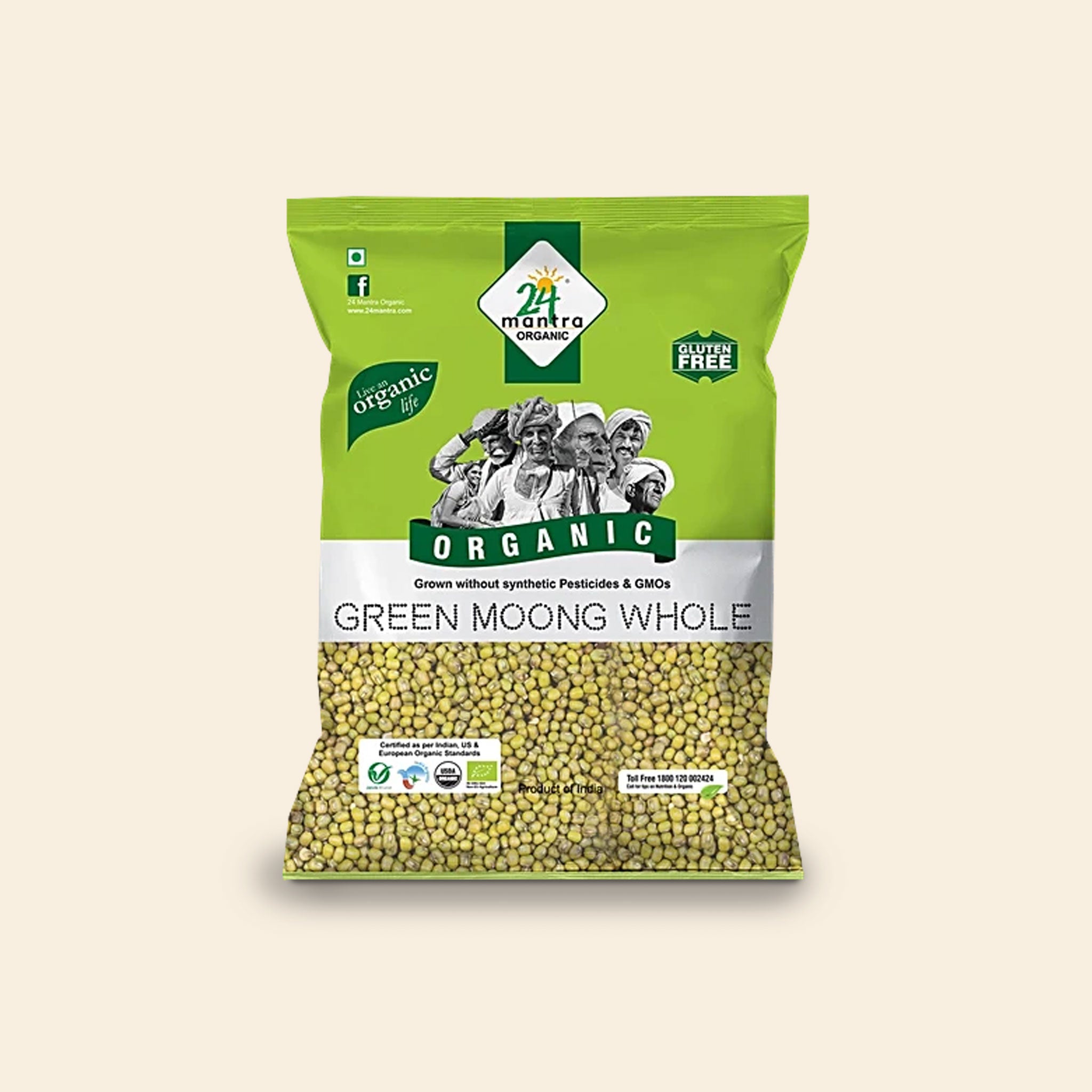 24 Mantra Organic Green Moong Dal Whole 1 Kg