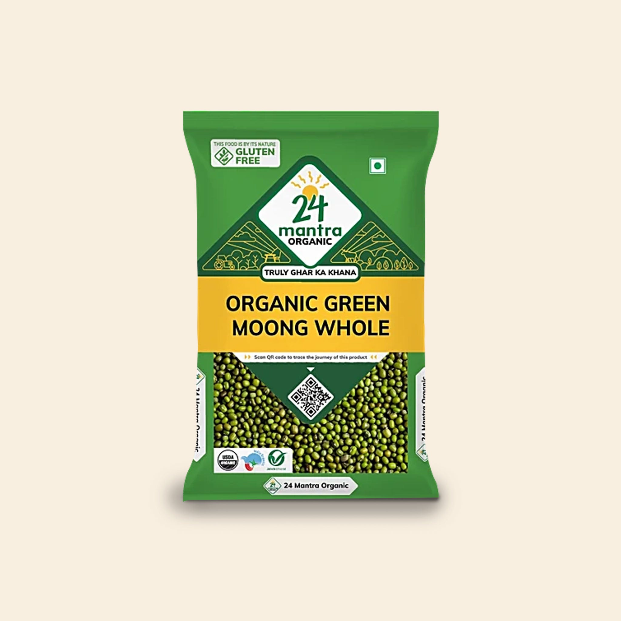 24 Mantra Organic Green Moong Dal Whole 500G