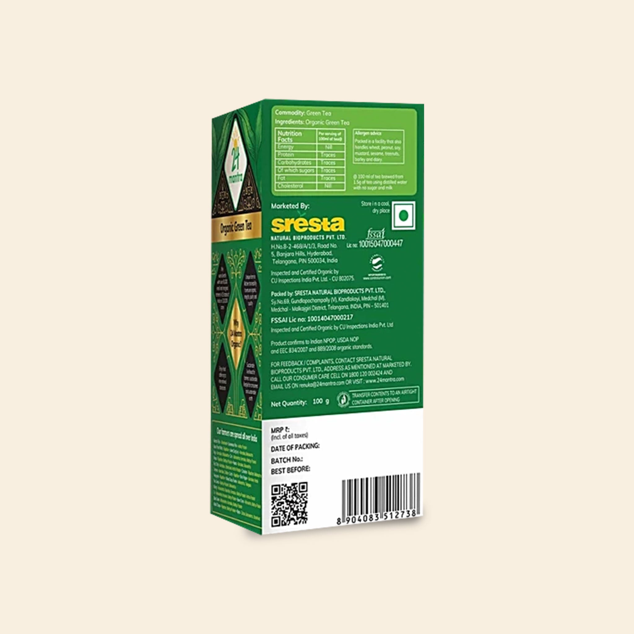 24 Mantra Organic Green Tea 100 G