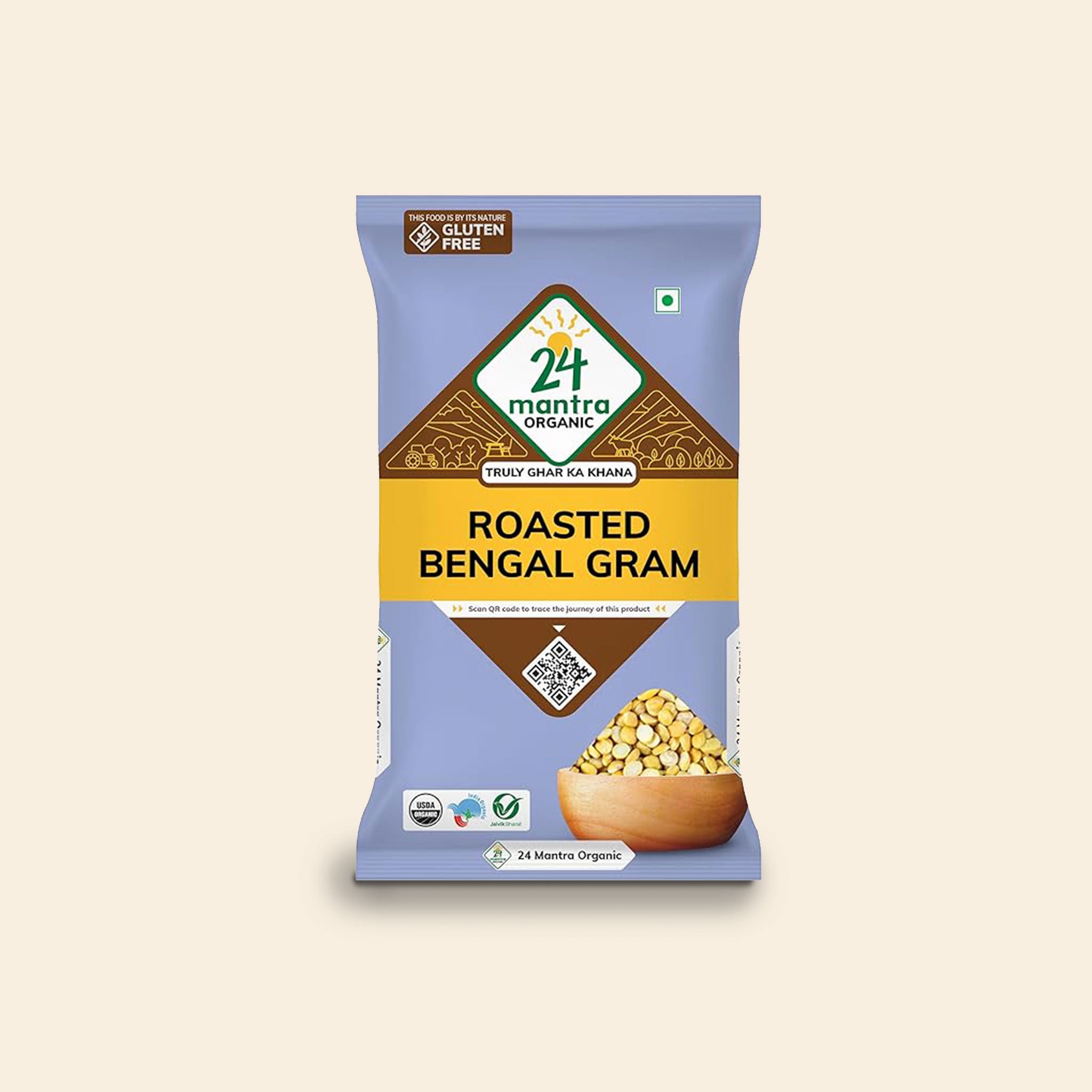24 Mantra Organic Roasted Chana Bengal Gram Dal 500 G
