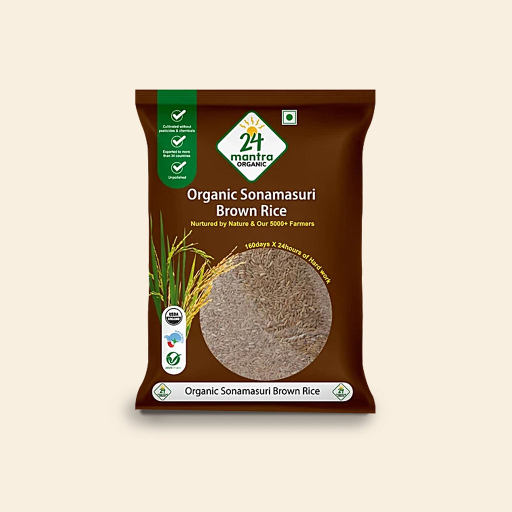 24 Mantra Organic Sonamasuri Brown Raw Rice 1 Kg