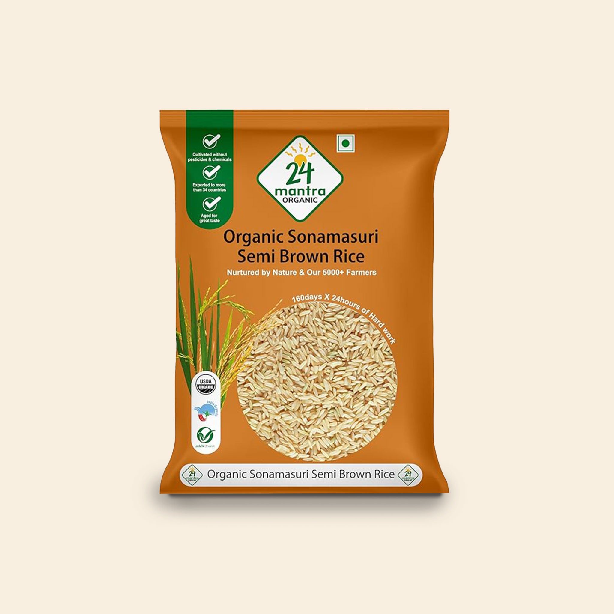 24 Mantra Organic Sonamasuri Semi Brown Rice 5 Kg