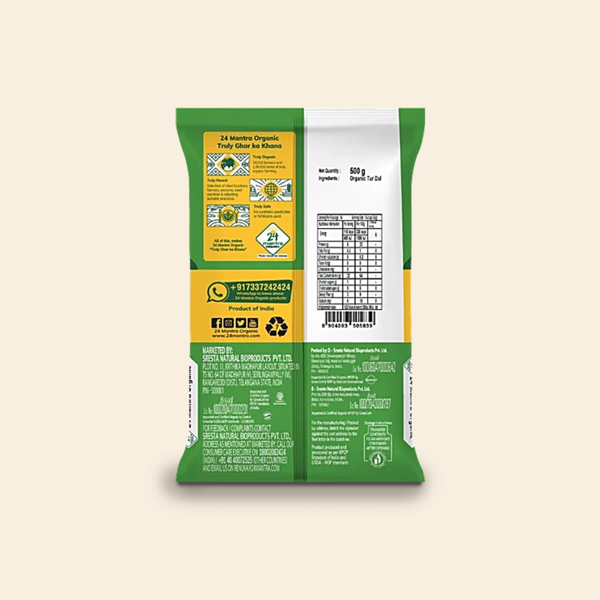 24 Mantra Organic Tur Dal 500 G