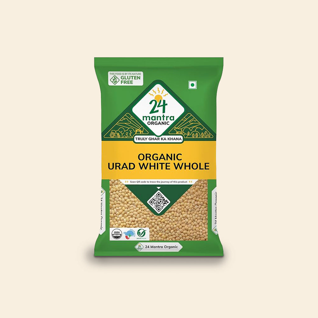 24 Mantra Organic Urad Dal White Whole 500G