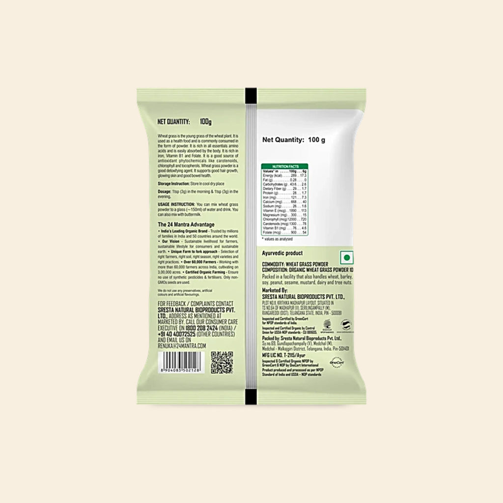 24 Mantra Organic Wheat Grass Powder 100 G