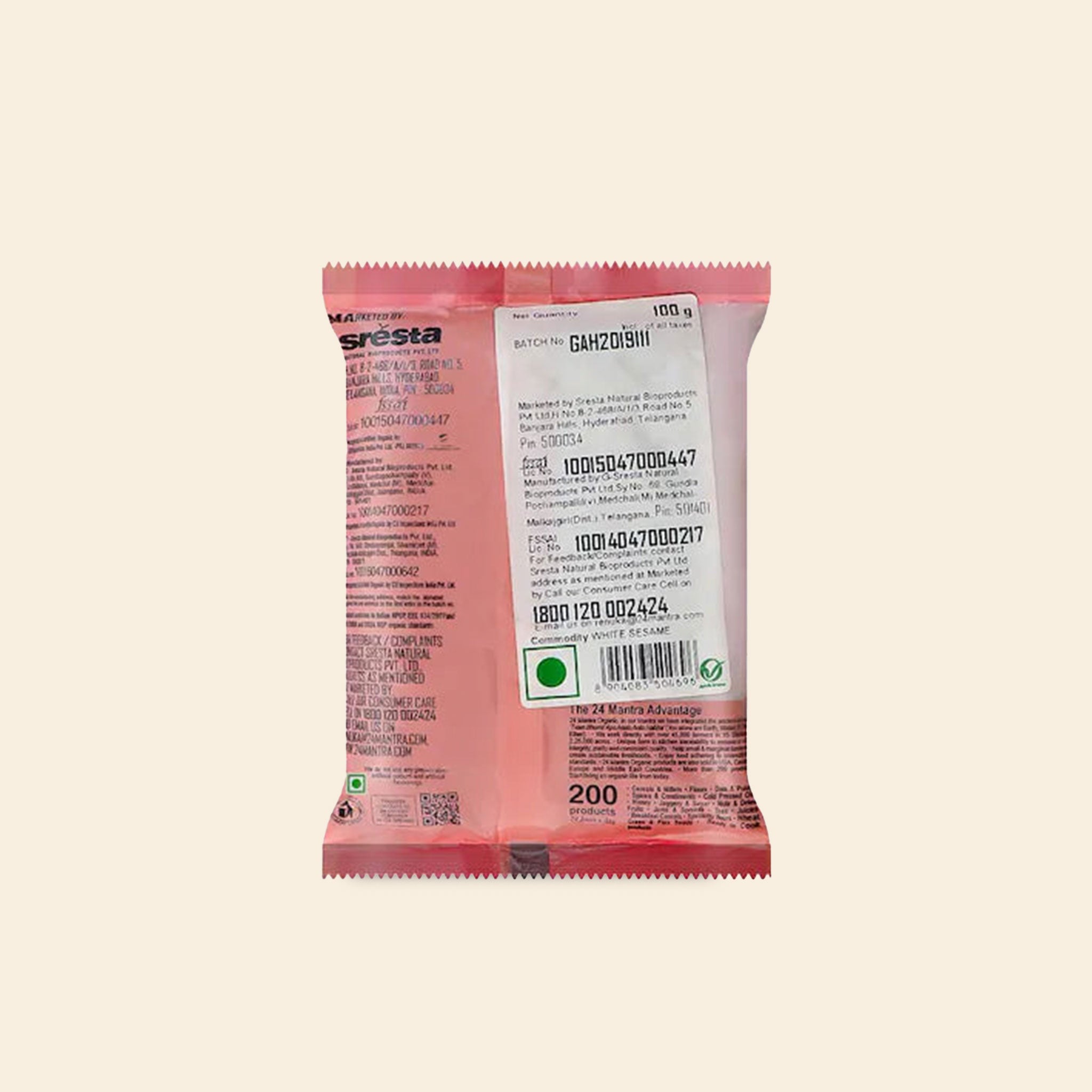 24 Mantra Organic White Sesame 100 G