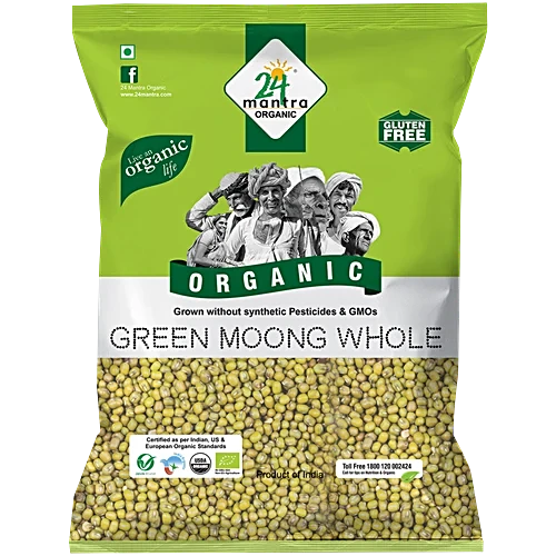 24 Mantra Organic Green Moong Dal Whole 1 Kg