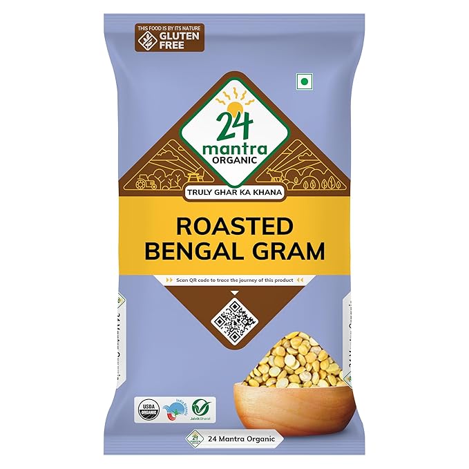 24 Mantra Organic Roasted Chana Bengal Gram Dal 500 G