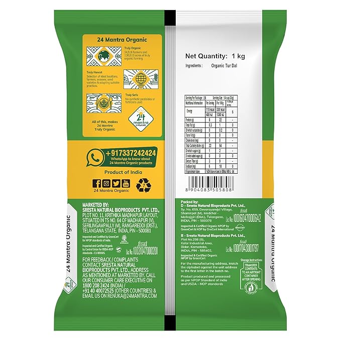 24 Mantra Organic Tur Dal 1 Kg