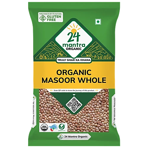 24 Mantra Organic Masoor Whole 500 G