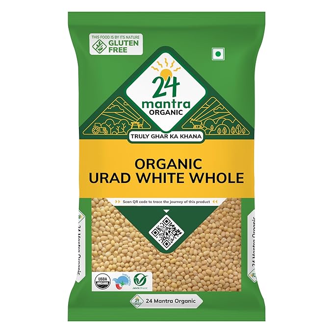 24 Mantra Organic Urad Dal White Whole 500G