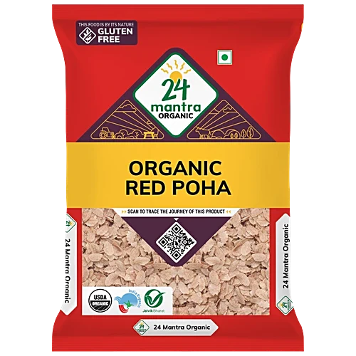 24 Mantra Organic Red Poha (Flattened Rice) 500 G